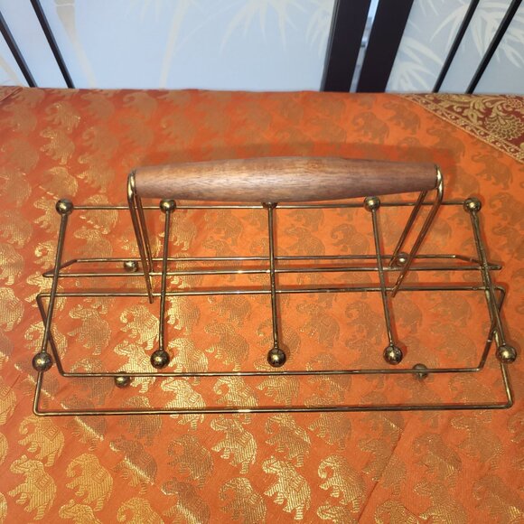 Vintage 50s MCM Atomic Age Highball Glass Caddy - Holds 8 Glasses - Picture 3 of 4